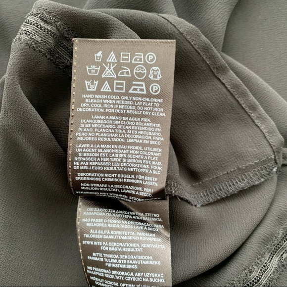 Guess Sheer V Neck High Low  Blouse in Black - Picture 7 of 7